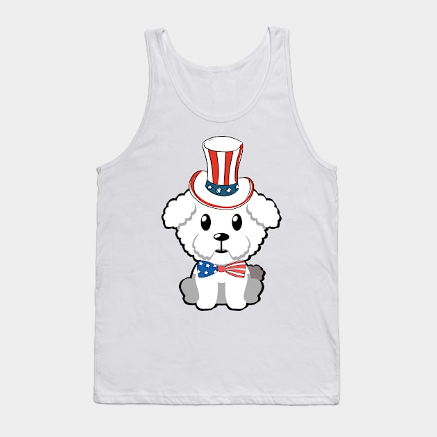 Funny furry dog is wearing uncle sam hat Tank Top by Pet Station